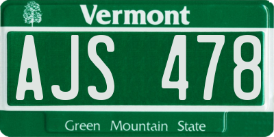 VT license plate AJS478