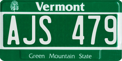 VT license plate AJS479