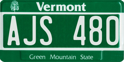VT license plate AJS480