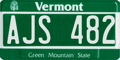 VT license plate AJS482