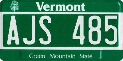 VT license plate AJS485