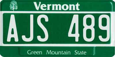 VT license plate AJS489
