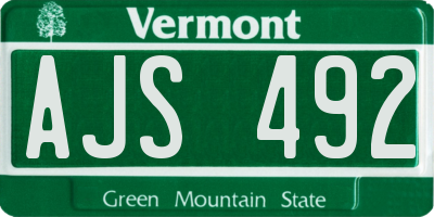 VT license plate AJS492