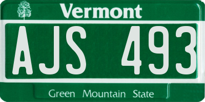 VT license plate AJS493