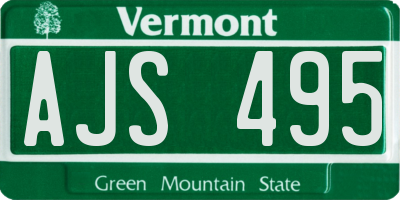 VT license plate AJS495