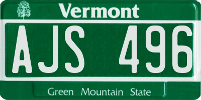VT license plate AJS496