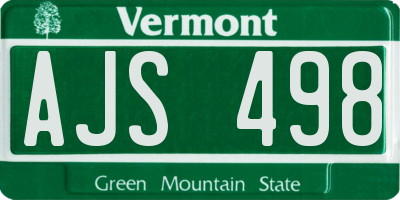 VT license plate AJS498