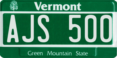 VT license plate AJS500