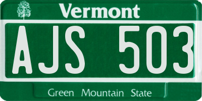 VT license plate AJS503