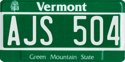 VT license plate AJS504