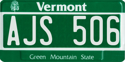 VT license plate AJS506