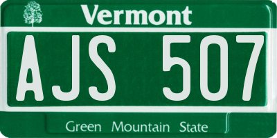 VT license plate AJS507