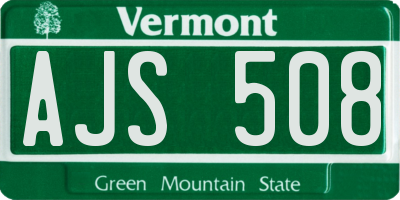 VT license plate AJS508