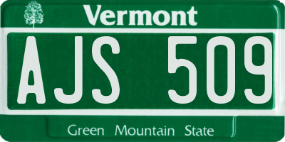 VT license plate AJS509