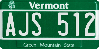 VT license plate AJS512