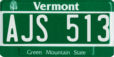 VT license plate AJS513
