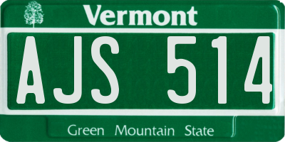 VT license plate AJS514