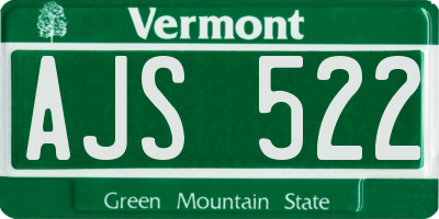 VT license plate AJS522
