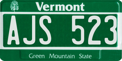 VT license plate AJS523
