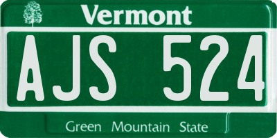 VT license plate AJS524