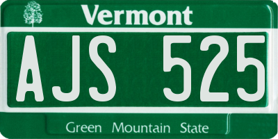 VT license plate AJS525