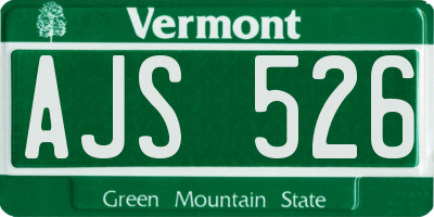 VT license plate AJS526