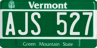 VT license plate AJS527