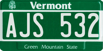 VT license plate AJS532