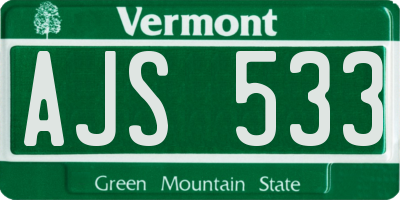 VT license plate AJS533