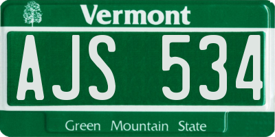 VT license plate AJS534