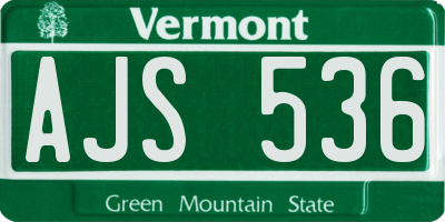 VT license plate AJS536