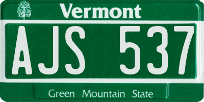 VT license plate AJS537