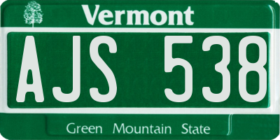 VT license plate AJS538