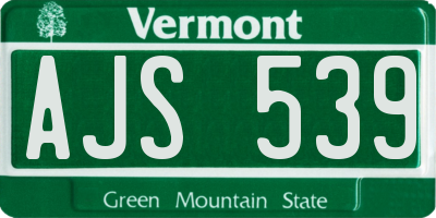 VT license plate AJS539