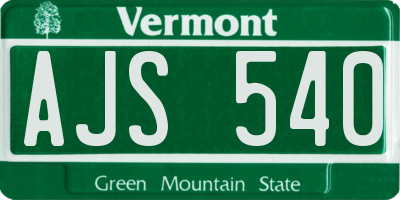 VT license plate AJS540