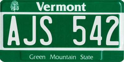 VT license plate AJS542