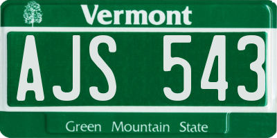 VT license plate AJS543