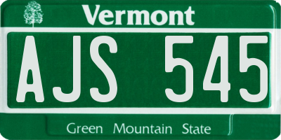 VT license plate AJS545