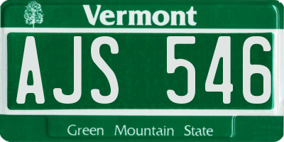 VT license plate AJS546