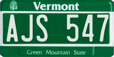 VT license plate AJS547