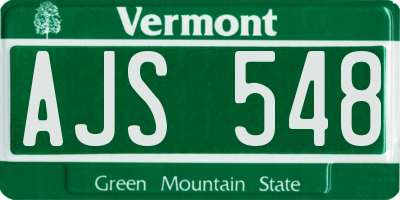 VT license plate AJS548