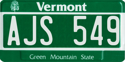 VT license plate AJS549