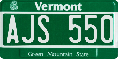 VT license plate AJS550