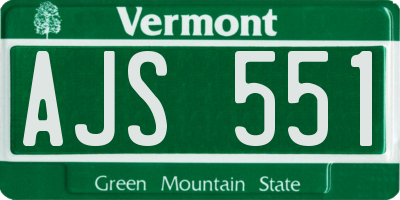 VT license plate AJS551