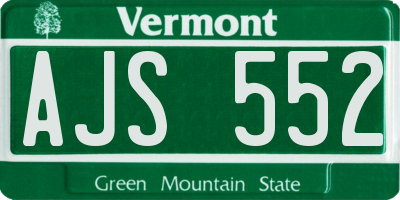 VT license plate AJS552