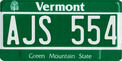 VT license plate AJS554