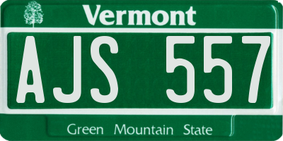 VT license plate AJS557