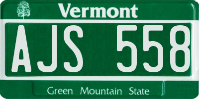 VT license plate AJS558