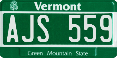 VT license plate AJS559