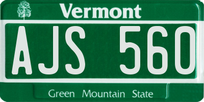 VT license plate AJS560